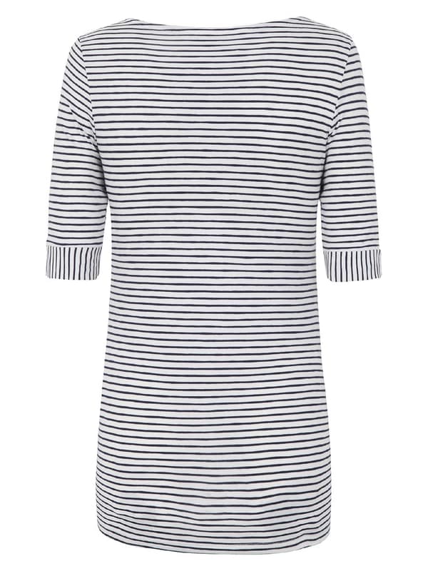Damebluse med korte ærmer, hvid navle