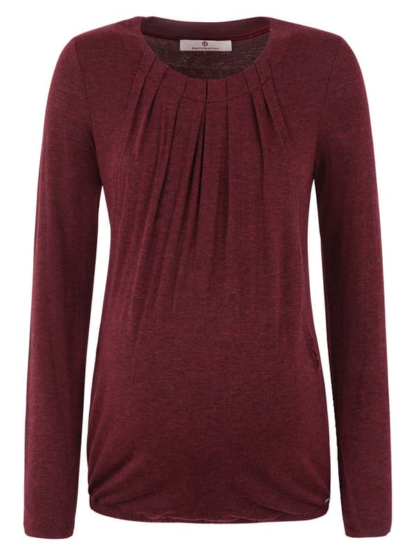 Dame bordeauxrød ammebluse med navlemønster