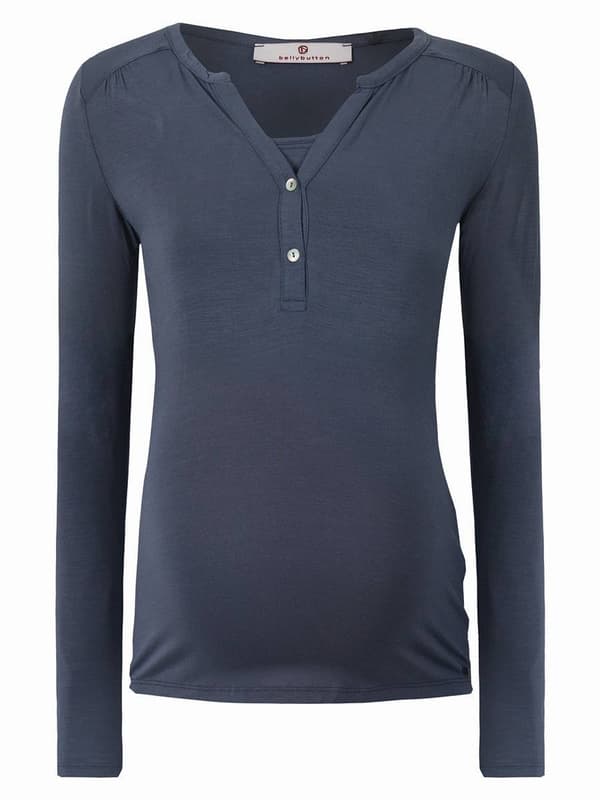 Dame graviditetsbluse marineblå Navle Maternity