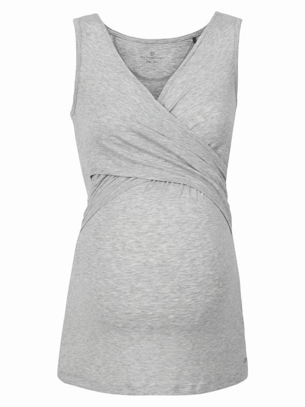 Bellybuton Maternity Dame Kortærmet Ammebluse Grå