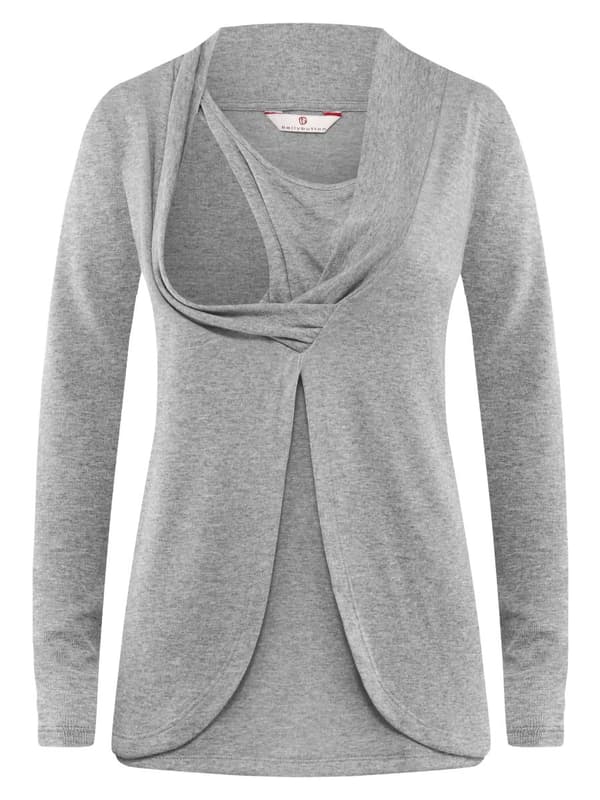 Amningsblus med lång ärm, grå, gravidklänning