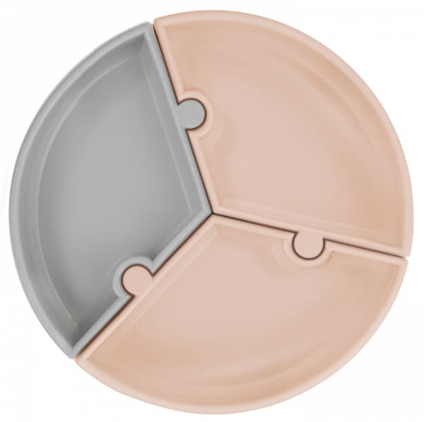 MINIKOIOI stay-put suction divided plate PUZZLE, Bubble Beige/Powder Grey, 101390007