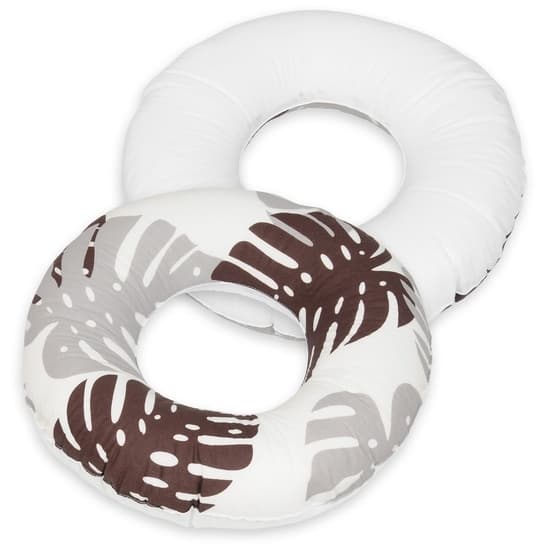 Kudde Munk - Brown/Grey Leaves - White