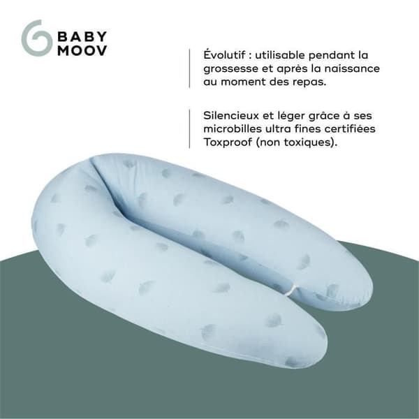 Babymoov B.LOVE Gravid- och amningskudde med ultrafin mikropärlfyllning - Tillverkad i Europa, Blå