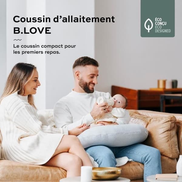 BABYMOOV B.LOVE Gravid- och amningskudde, Oeko-Tex och ekologiskt certifierad, mineralgrå