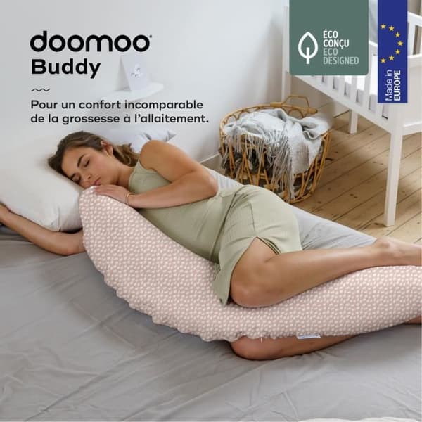 doomoo Graviditetspude og Ammepude Buddy, Ultra Comfort, Oeko-Tex Certificeret, Cloudy Pink