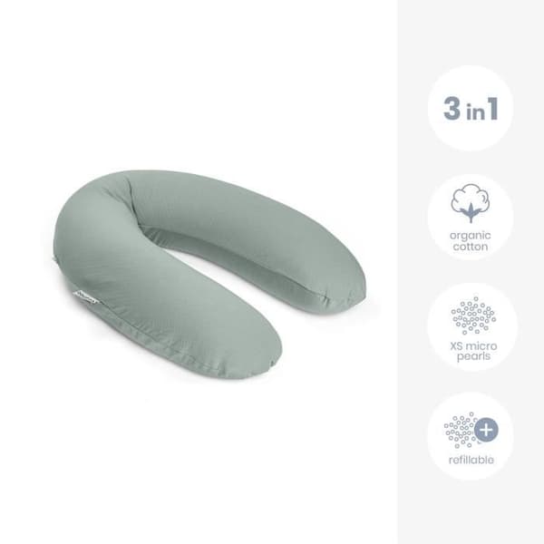 doomoo Buddy Gravid- och Amningskudde - Optimal komfort för mor och barn, Tetra Jersey Grön