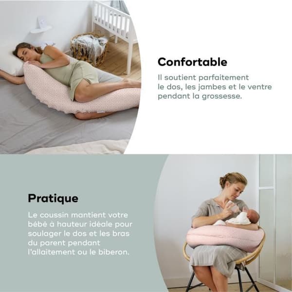doomoo Gravidkudde och Amningskudde Buddy, Ultra Comfort, Oeko-Tex-certifierad, Cloudy Pink