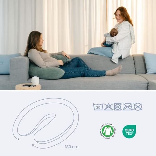 Graviditets- och amningskudde - DOOMOO - Buddy - Ultrakomfort - Oeko-Tex-certifierad - Corduroy Green