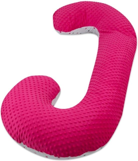 Amningskudde - Gravidkudde - 100% bomull - 240 cm - grå rosa stjärnmönster på vitt - rosa