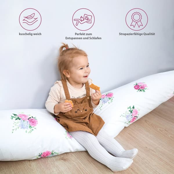 Sivuvuode tyyny päällyksellä puuvillaa 40 x 145 cm - mukavuus tyyny nukkumistyyny sivu nukkuma vartalotyyny puolella unityyny ruusuja