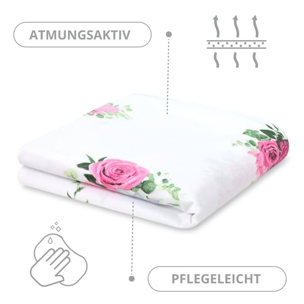 Sivuvuode tyynynpäällinen puuvillaa 40 x 145 cm - Puuvillaruusuista valmistettu tyynynpäällinen pitkänomaiseen tyynyyn