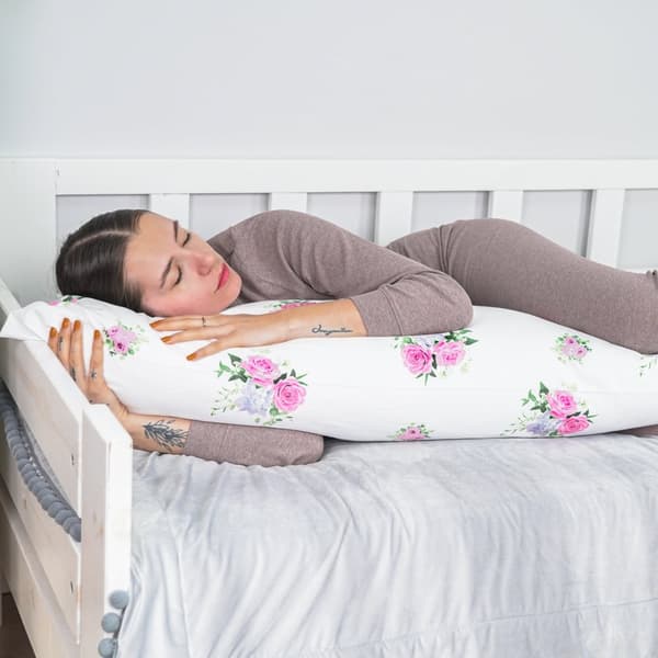 Sivuvuode tyynynpäällinen puuvillaa 40 x 145 cm - Puuvillaruusuista valmistettu tyynynpäällinen pitkänomaiseen tyynyyn