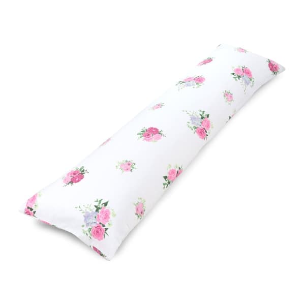 Sidesovepude 145 x 40 cm sovepude med betræk - Body Pillow sidesovepude komfortpude voksne bomuldsrose motiv