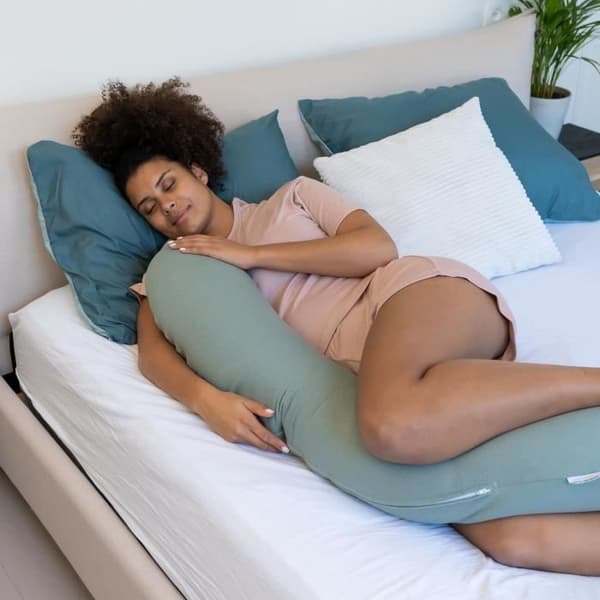 doomoo Buddy Gravidkudde och amningskudde, Ultra Comfort, Oeko-Tex Certified, Tetra Jersey Green