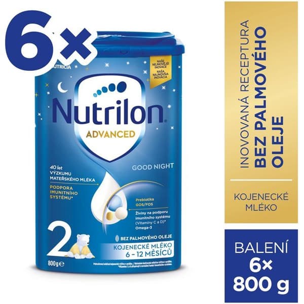 Nutrilon 2 Advanced God Natt efterföljande spädbarnsmjölk 6×800 g