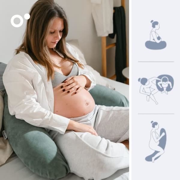 Graviditets- och amningskudde - BADABULLE - Buddy - Certifierad Oeko-Tex - Velourgrön