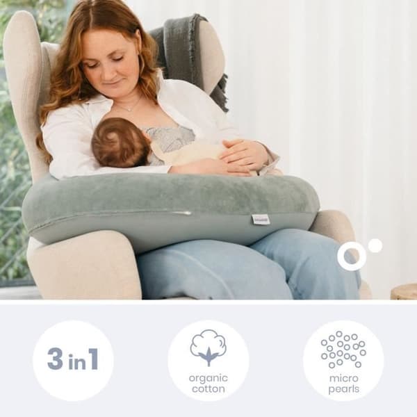 Graviditets- och amningskudde - BADABULLE - Buddy - Certifierad Oeko-Tex - Velourgrön
