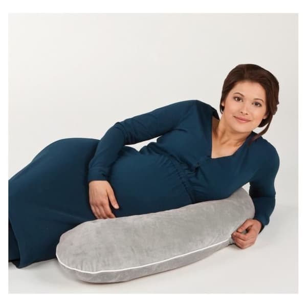 3 In 1 Multirelax Graviditets- och amningskudde - Tillverkad i Frankrike - 78x44cm Mjuk boa Ljusgrå/Ecru