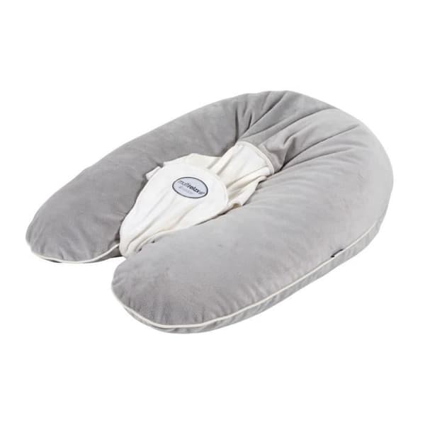 3 In 1 Multirelax Graviditets- och amningskudde - Tillverkad i Frankrike - 78x44cm Mjuk boa Ljusgrå/Ecru