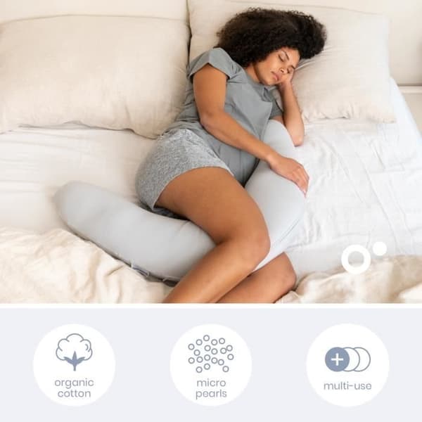 doomoo Twisty 2 in 1 Graviditets- och amningskudde - Ultra Comfort - Ultrafin mikropärlfyllning, grå