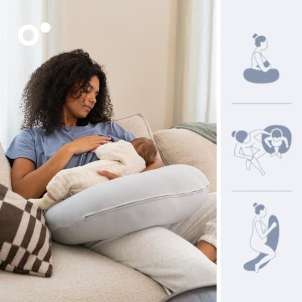 doomoo Twisty 2 in 1 Graviditets- och amningskudde - Ultra Comfort - Ultrafin mikropärlfyllning, grå