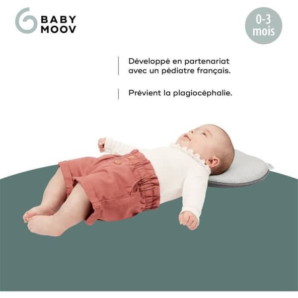 BABYMOOV Morfologiskt huvudstöd för baby Lovenest Original, Oeko-Tex certifierad ekologisk bomull, maskintvättbar, rökig