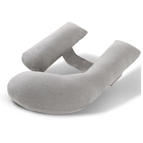 Graviditetskudde, Justerbar Velcro-design, Mjuk mikrofiberfyllning,Mörkgrå