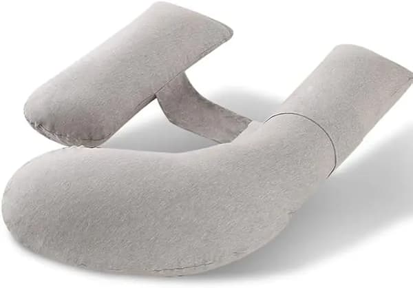Graviditetskudde, Justerbar Velcro-design, Mjuk mikrofiberfyllning,ljusgrå