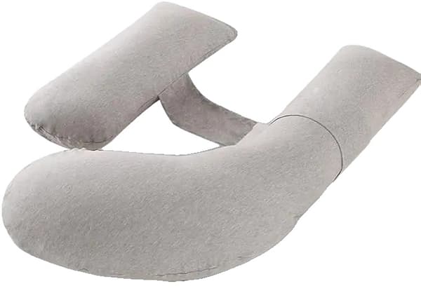 Graviditetskudde, Justerbar Velcro-design, Mjuk mikrofiberfyllning,ljusgrå