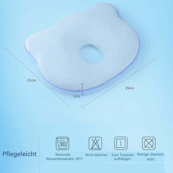 Lollanda Babypillow, flathuvudsskydd, 100% bomull, andningsaktiv, mjuk, ergonomisk, för nyfödda och amning