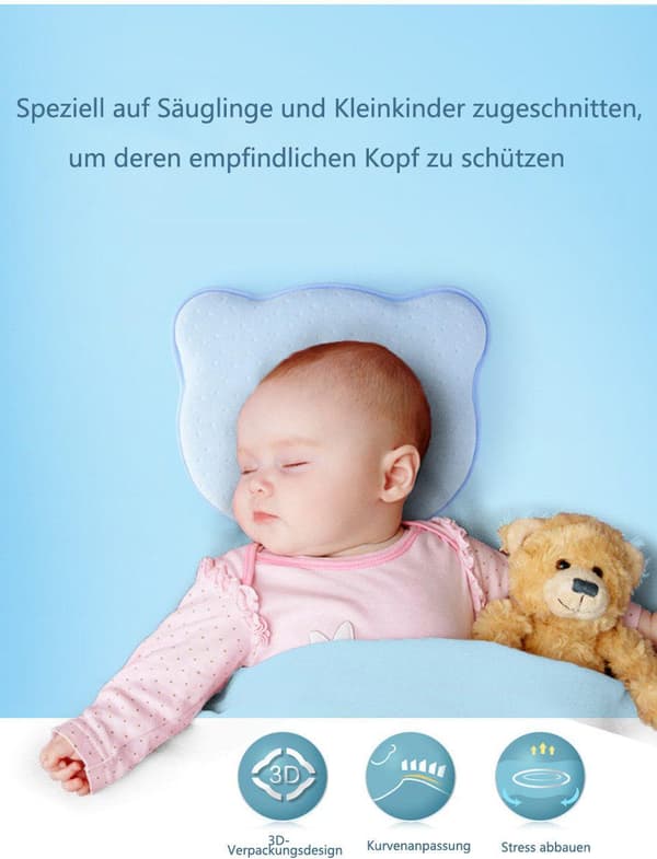 Lollanda Babypillow, flathuvudsskydd, 100% bomull, andningsaktiv, mjuk, ergonomisk, för nyfödda och amning