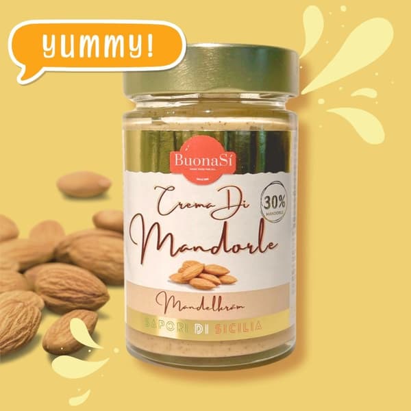 BuonaSí Mandelkräm 190g – 30 % Äkta Siciliansk Mandel