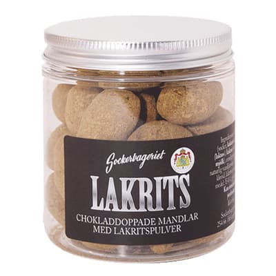 Chokoladedyppede Mandler med Lakridspulver