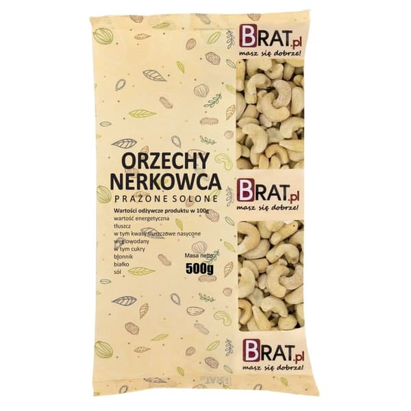 Paahdettuja suolattuja cashewpähkinöitä 500 g