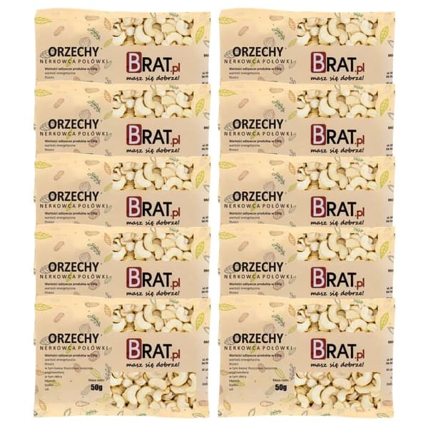 Halvede cashewnødder 10 x 50 g