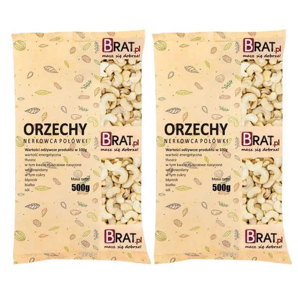Halve cashewnødder 1 kg (2 x 500 g)