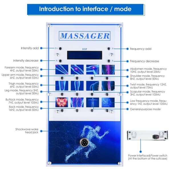 Shockwave Therapy Machine, lindring af muskelsmerter, 7 stk. sendersæt