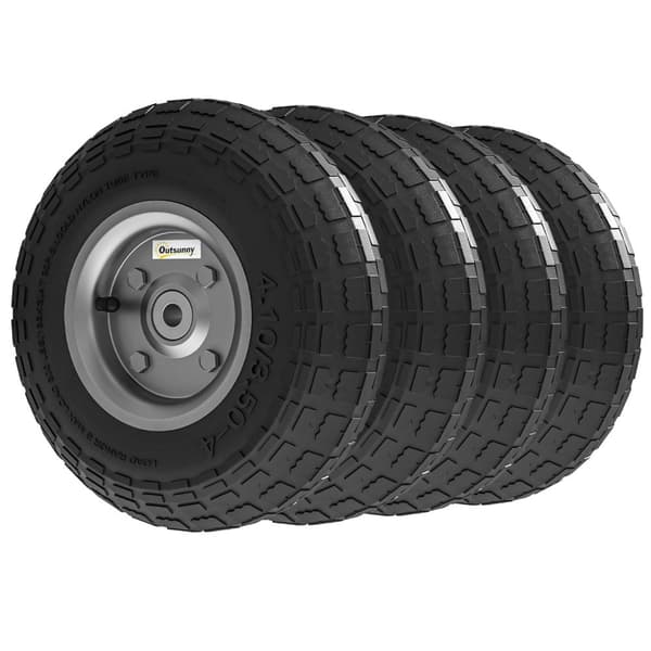 Rootz -sarja 4 pneumaattista renkasta - kumipyörät - puutarhakärryn pyörät - 80 kg: n kapasiteetti - Ø 25,5 x 7,5 cm
