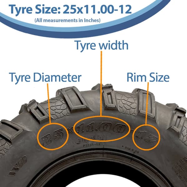 25x11.00-12 Quad ATV Däck 6ply Wanda P373A E-Marked Road Legal Däck (uppsättning av 3)