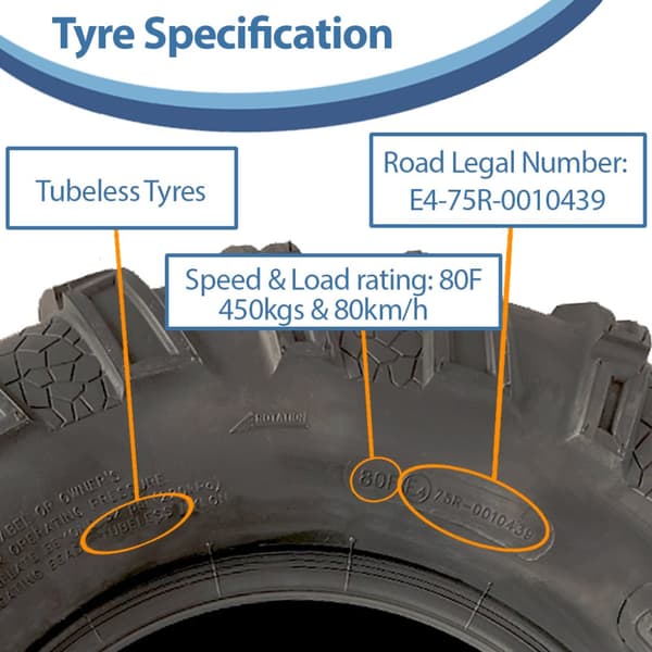 25x11.00-12 Quad ATV Däck 6ply Wanda P373A E-Marked Road Legal Däck (uppsättning av 3)