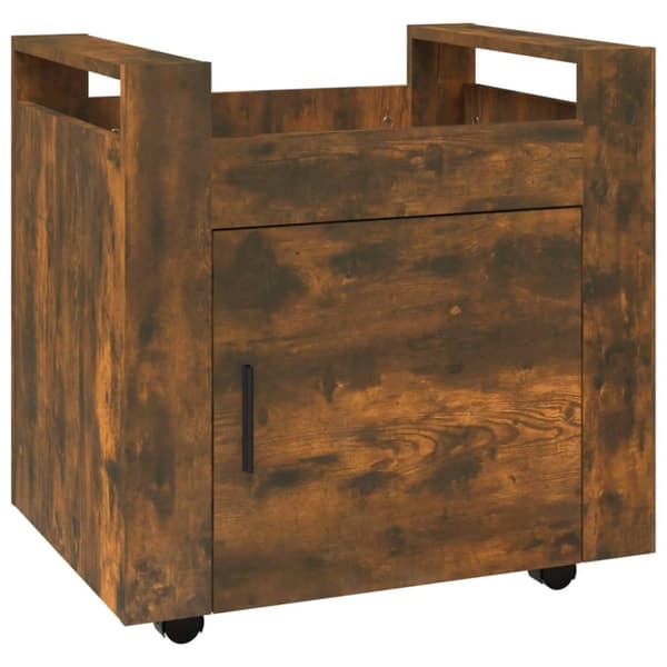 kontorvogn 60x45x60 cm konstrueret træ røget egetræsfarve