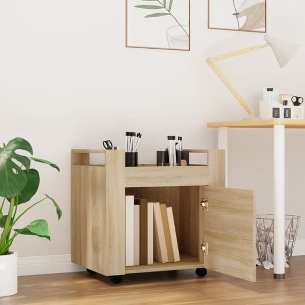 kontorvogn 60x45x60 cm konstrueret træ sonoma-eg