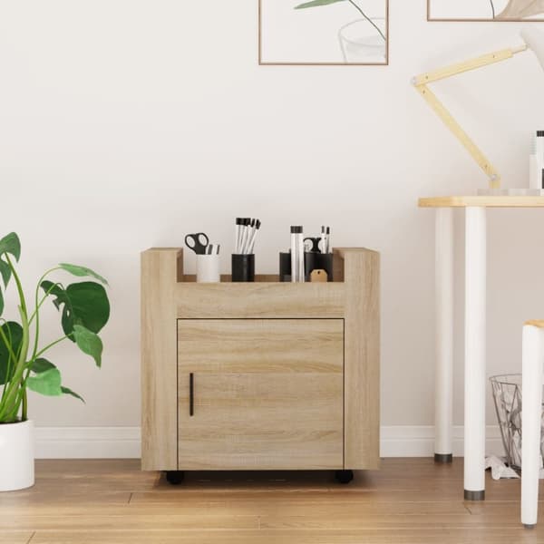 kontorvogn 60x45x60 cm konstrueret træ sonoma-eg