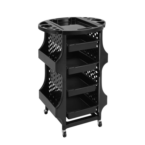 Salon Opbevaringsvogn, Moderne Design, 5 Hylder, Sort,Fire side rammer