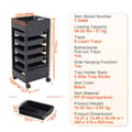 Miniatyrbillede 1 af 2: Salon Tray Cart, Højdejusterbar 30-43 tommer, Koldvalset Plade, 1-Lags Design,skuffe5sort