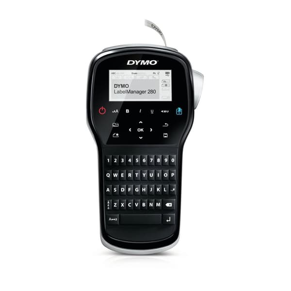 Kannettava elektroninen tarrakone Dymo LabelManager™ 280 QWERTY Kitcase (1 osaa) musta, Hopea