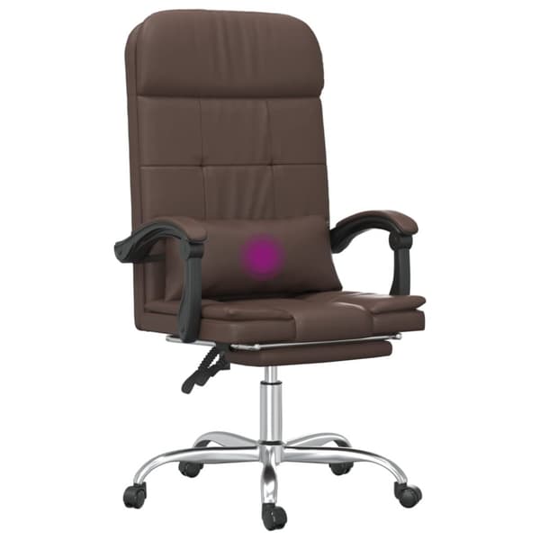Kontorsstol med massage brun konstläder