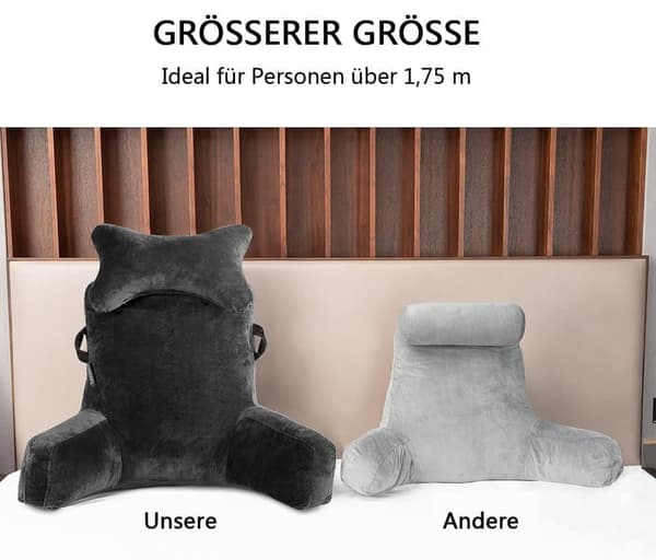 Overdimensioneret ryglænspude, læsepude, sædehynde, sengehynde med armlæn