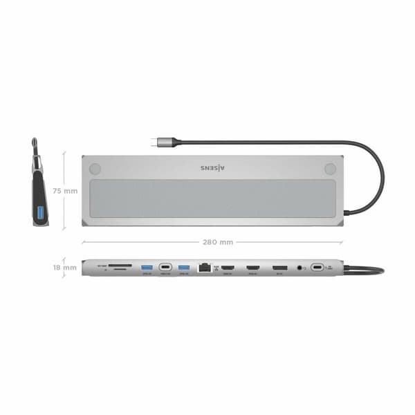 USB Hub Aisens ASUC-12P020-GR